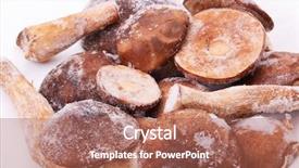  Presentation with frozen - Audience pleasing slides consisting of frozen forest mushrooms on a white background backdrop and a coral colored foreground