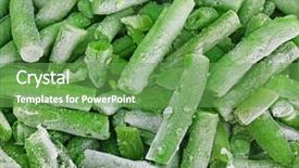  Presentation with french beans - Theme with frozen french beans closeup background and a seafoam green colored foreground