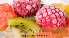  Presentation with frozen fruit - Presentation enhanced with frozen fruits - background from appetizing fresh fruit background and a yellow colored foreground