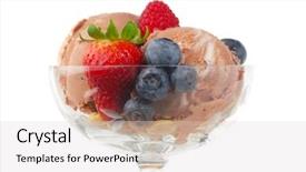  Presentation with ice frozen - Cool new slide deck with frozen fruits - extreme close-up image of ice backdrop and a  colored foreground