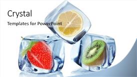  Presentation with ice frozen - PPT theme featuring frozen fruits - fruit in ice cubes background and a white colored foreground