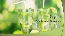  Presentation with lime green and white flower - Cool new PPT theme with frozen fruits - glasses of cocktail with lime backdrop and a mint green colored foreground