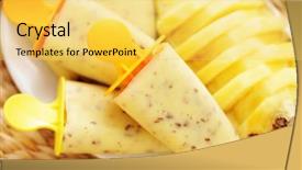  Presentation with ice cream - Amazing slide set having frozen fruits - homemade pineapple ice-cream with yogurt backdrop and a yellow colored foreground