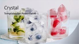  Presentation with ice frozen - Slides featuring frozen fruits - ice cubes with mint leaves background and a light gray colored foreground