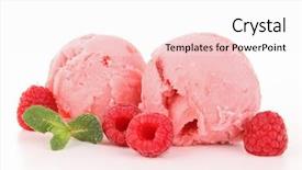  Presentation with ice cream - Theme enhanced with frozen fruits - isolated raspberry ice cream background and a pink colored foreground