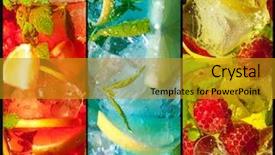  Presentation with shots - Theme with frozen fruits - three extreme macro shots background and a gold colored foreground