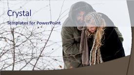  Presentation with kidnapping - Presentation theme with frozen-homeless-couple-struggling background and a sky blue colored foreground