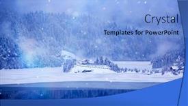  Presentation with pine trees - PPT theme featuring frozen-lake-and-pine-trees background and a light blue colored foreground