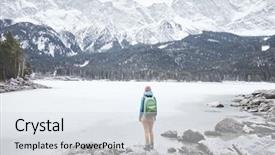  Presentation with forest winter - Colorful slide deck enhanced with frozen lake eibsee winter backdrop and a sky blue colored foreground