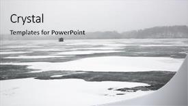  Presentation with lake ice - Cool new theme with frozen lake with ice fishing backdrop and a light gray colored foreground