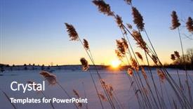  Presentation with tall - PPT theme featuring frozen lake with sun set background and a gray colored foreground