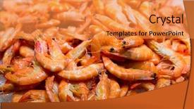  Presentation with purple floral ice - Amazing slides having frozen meat - closeup of prepared shrimps backdrop and a gold colored foreground