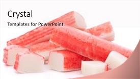  Presentation with group of wildlife crocodile isolated - Beautiful presentation design featuring frozen meat - crab sticks group isolated backdrop and a sky blue colored foreground
