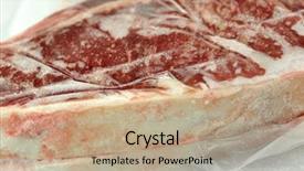  Presentation with frozen - Beautiful slide deck featuring frozen meat wrapped in plastic backdrop and a coral colored foreground