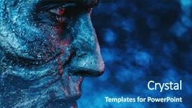  Presentation with zombie - Beautiful slide deck featuring up portrait of a zombie backdrop and a ocean colored foreground