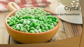  Presentation with frozen - Slides enhanced with frozen peas on kitchen table background and a soft green colored foreground