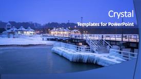  Presentation with frozen treats - Presentation theme having frozen pier at baltic sea background and a cobalt blue colored foreground