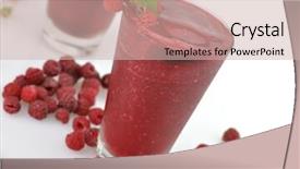  Presentation with smoothie - Slides consisting of frozen raspberry smoothie with fresh berries background and a soft green colored foreground
