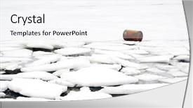  Presentation with natural disasters - Presentation design consisting of frozen river environmental pollution background and a white colored foreground