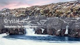  Presentation with frozen - Audience pleasing PPT layouts consisting of frozen-river-in-the-highlands backdrop and a gray colored foreground