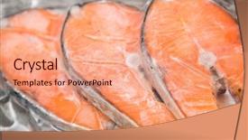  Presentation with frozen fish - Slide deck having frozen salmon fillets background and a coral colored foreground
