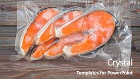  Presentation with frozen - Slide set having frozen salmon fillets background and a coral colored foreground