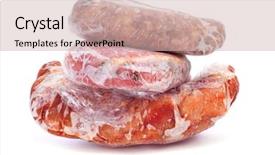  Presentation with sausages - Colorful theme enhanced with frozen sausages and different meat backdrop and a soft green colored foreground