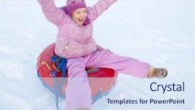  Presentation with delay child development - Beautiful theme featuring frozen slide - child sledding in winter hill backdrop and a sky blue colored foreground