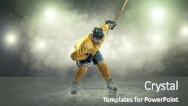  Presentation with ice hockey - Colorful presentation design enhanced with frozen slide - ice hockey player backdrop and a gray colored foreground