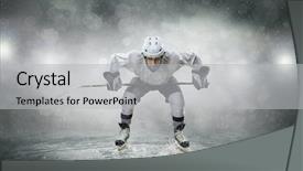 Presentation with ice hockey - Presentation design with frozen slide - ice hockey player background and a light gray colored foreground