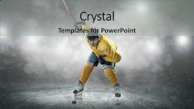 Presentation with ice hockey - Audience pleasing theme consisting of frozen slide - ice hockey player backdrop and a light gray colored foreground