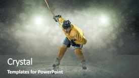  Presentation with ice hockey nhl - Amazing PPT theme having frozen slide - ice hockey player backdrop and a gray colored foreground