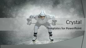  Presentation with ice hockey - Cool new PPT theme with frozen slide - ice hockey player backdrop and a light gray colored foreground