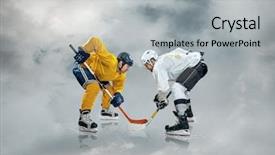 Presentation with ice hockey - Amazing presentation theme having frozen slide - ice hockey player backdrop and a light gray colored foreground