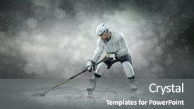  Presentation with ice hockey - Audience pleasing PPT theme consisting of frozen slide - ice hockey player backdrop and a gray colored foreground