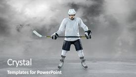  Presentation with ice hockey - Theme featuring frozen slide - ice hockey player background and a gray colored foreground