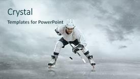  Presentation with ice hockey - Beautiful presentation design featuring frozen slide - ice hockey player backdrop and a sky blue colored foreground