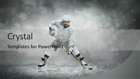  Presentation with ice hockey - Cool new slide deck with frozen slide - ice hockey player backdrop and a light gray colored foreground