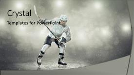  Presentation with ice hockey - PPT theme having frozen slide - ice hockey player background and a light gray colored foreground