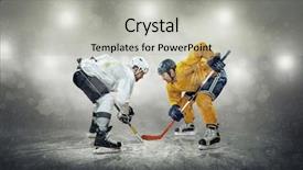  Presentation with ice hockey - Colorful PPT layouts enhanced with frozen slide - ice hockey player backdrop and a light gray colored foreground