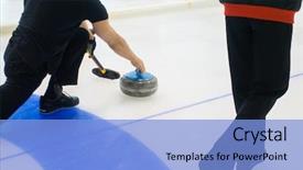  Presentation with curling - Slides enhanced with frozen slide - team members play in curling background and a light blue colored foreground