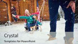  Presentation with snow illustrated for children - PPT layouts with frozen slide - winter fun snow happy children background and a  colored foreground