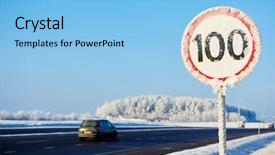  Presentation with highway road sign - Slides enhanced with frozen speed limit sign background and a  colored foreground