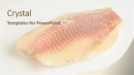  Presentation with frozen fish - PPT theme featuring frozen tilapia fillet background and a sky blue colored foreground