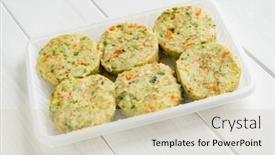  Presentation with plant based - PPT layouts with frozen vegan plant based cutlets background and a soft green colored foreground