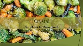  Presentation with frozen vegetables - Slide deck featuring frozen vegetables closeup background and a gold colored foreground