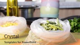  Presentation with frozen vegetables - Presentation theme featuring frozen vegetables in bags background and a lemonade colored foreground