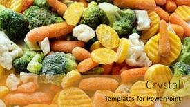  Presentation with frozen vegetables - Audience pleasing PPT theme consisting of frozen-vegetables-on-the-white backdrop and a gold colored foreground