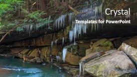  Presentation with falls - Beautiful slide deck featuring frozen-water-falls-and-icicles backdrop and a tawny brown colored foreground