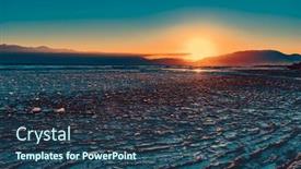  Presentation with cold water - PPT theme consisting of frozen-water-in-lake background and a ocean colored foreground